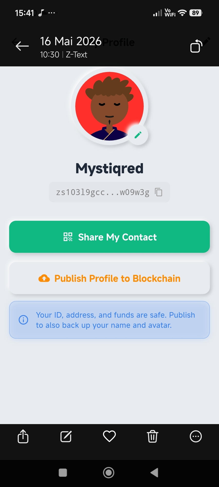 Z-TEXT private blockchain messenger app screen z-text Zk-snarks blockchain messenger privacy